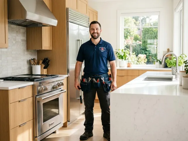 Appliance Repair Hero technician in a Bovina Center, NY kitchen after an appliance repair